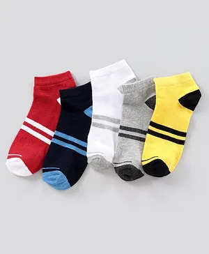 Pine Kids Anti Microbial Washed Stripe Socks Pack Of 5 - Multicolor