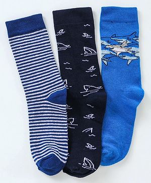 Pine Kids Ankle Length Antimicrobial Socks Set of 3 - Blue