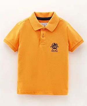 US Polo Assn Half Sleeves Solid T-shirt Logo Embroidery - Orange