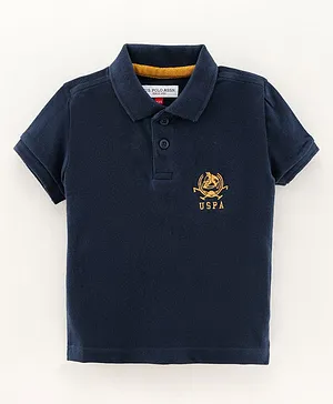 US Polo Assn Half Sleeves Solid T-shirt Logo Embroidery - Navy