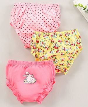 Babyhug Bloomers Multi Print Pack Of 3 - Pink Yellow