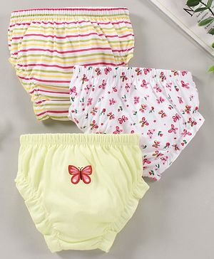 Babyhug Cotton Panties Butterfly Printed & Striped Pack Of 3 - Multicolour