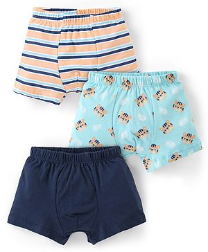 Babyhug 100% Cotton Briefs Set Printed Pack of 3 - Blue Yellow