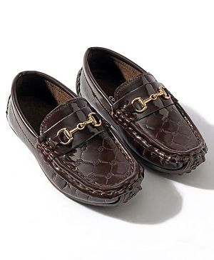 Cute Walk by Babyhug Slip On Party Wear Loafer Shoes - Dark Brown