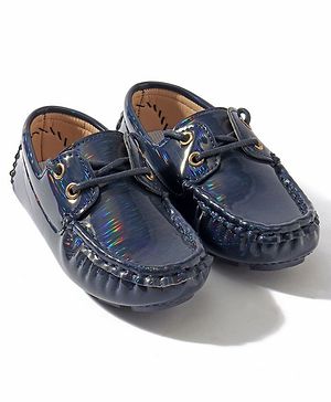 Cute Walk by Babyhug Lace Party Wear Loafer Shoes - Blue