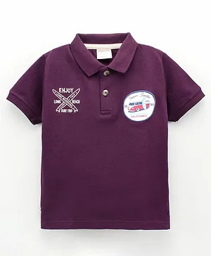 Ollypop Half Sleeves T Shirt Text Print - Purple