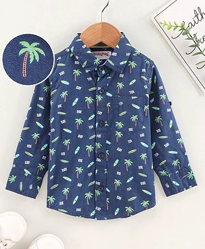 Babyhug Cotton Full Sleeves Shirt Printed - Blue