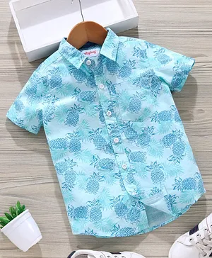 Babyhug Half Sleeves Shirt Pineapple Print - Blue