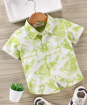 Babyhug Half Sleeves Cotton Tie Dye Shirt - Green
