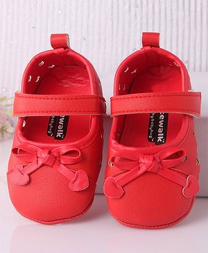 Cute Walk by Babyhug Velcro Closure Bellies Bow Applique & Laser Cut Detailing- Red