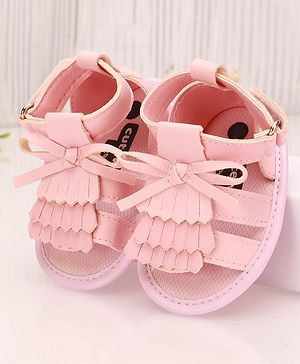 Cute Walk by Babyhug Sandal Style Booties with Bow Applique - Pink