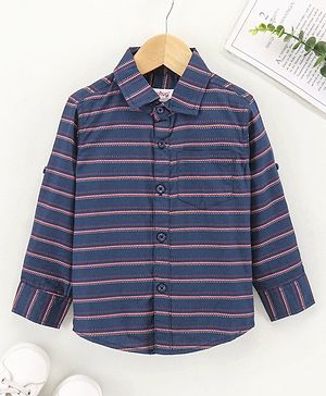 Babyhug Full Sleeves Shirt Striped - Navy Blue