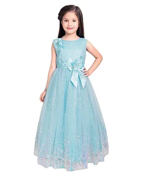 Betty By Tiny Kingdom Sleeveless Sequin Detailing Party Wear Gown - Sky Blue
