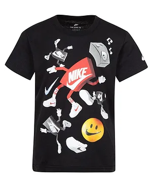 Nike Half Sleeves Logo Printed Oversized Tee - Black