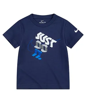 Nike Half Sleeves Just Do It Printed Tee - Navy Blue