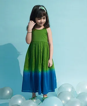 Tiber Taber Sleeveless Tie Dye Ombre Girls Maxi Dress - Green