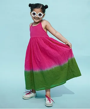 Tiber Taber Sleeveless Tie Dye Ombre Girls Maxi Dress - Pink