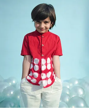 Tiber Taber Halfsleeves Tie Dye Clamp Boys Shirt  - Red
