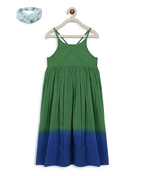 Tiber Taber Sleeveless Tie Dye Pattern Girls Maxi Dress And Headband Combo  - Green
