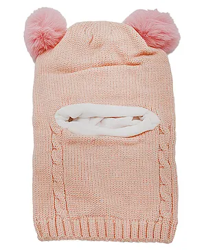 MOMISY Knitted Woolen Monkey Design Cap Light Pink - Circumference 45 cm