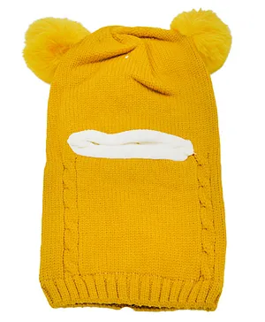 MOMISY Knitted Woolen Monkey Design Cap Yellow - Circumference 45 cm
