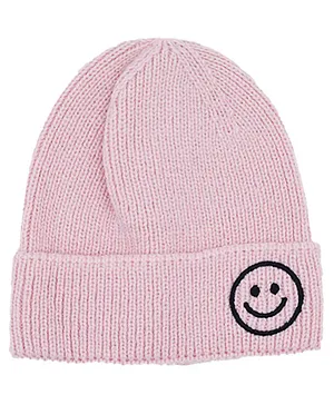 Momisy Smile Design Winter Cap Solid Pink- Diameter 16 cm
