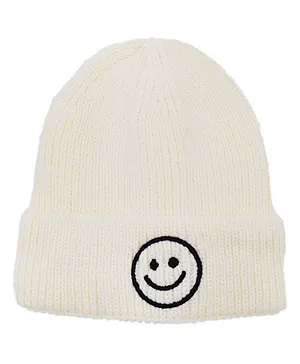 Momisy Smile Design Winter Cap Solid White- Diameter 16 cm