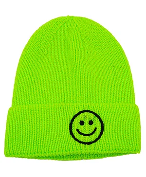 Momisy Smile Design Winter Cap Solid Green- Diameter 16 cm