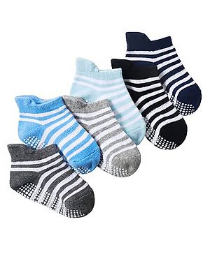MOMISY Anti Slip Trainer Socks Striped - Multicolor