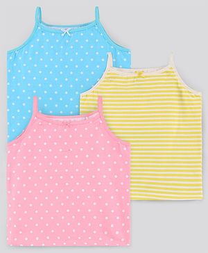Pine Kids Anti Microbial & Bio Washed Singlet Sleeves Slips Polka Dots & Stripes Print Pack of 3 (Color May Vary)