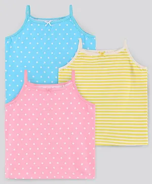 Pine Kids Anti Microbial & Biowashed Singlet Sleeves Slips Polka Dots & Stripes Print Pack of 3 (Color May Vary)