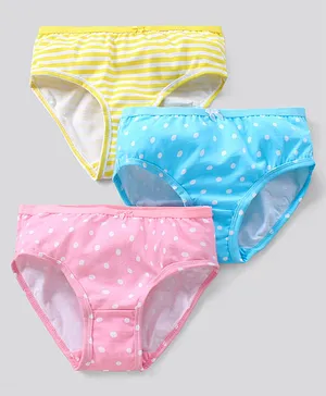 Pine Kids Cotton Lycra Anti Bacterial Panties Stripe And Dot Print Pack Of 3 (Colour May Vary)
