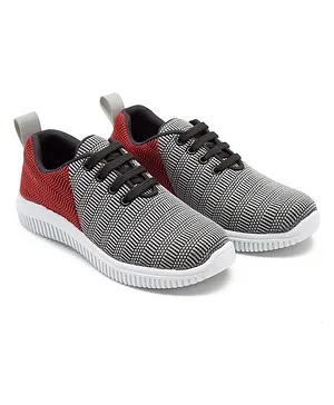 Beanz Colour Block Pattern Shoes - Red & Grey