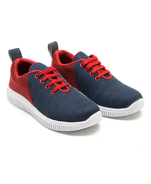 Beanz Colour Block Pattern Shoes - Navy Blue & Red
