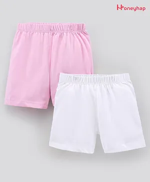 Honeyhap Solid Cycling Shorts With Silvadur Anti-Microbial Finish Pack of 2 - Pink White