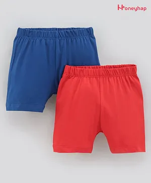 Honeyhap Premium Solid Cycling Shorts With   Anti-Microbial Finish  Pack of 2 - Red Blue