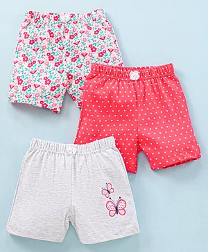 Babyhug Cotton Shorts Multi Print Pack Of 3 - Multicolor