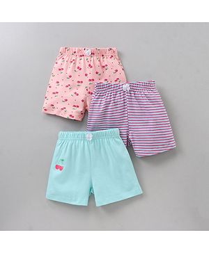 Babyhug Cotton Shorts Multi Print Pack Of 3 - Multicolor