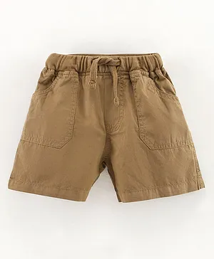 Simply Knee Length Cotton Shorts Solid - Brown