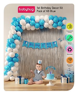 Babyhug 1st Birthday Decor Kit Blue - Pack of 48