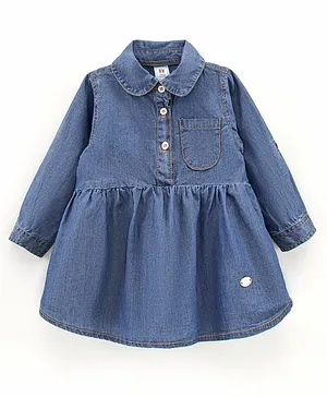 ToffyHouse 100% Cotton Full Sleeves Denim Top Solid - Blue