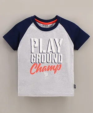 Fido Half Sleeves T-Shirt Text Print - Grey