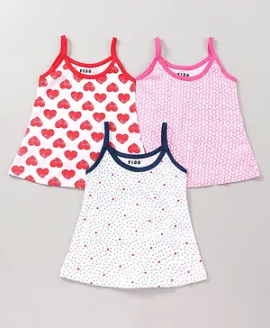Fido Sleeveless Cotton Slips And Bralettes Heart And Pattern Print Pack Of 3 (Colour May Vary)