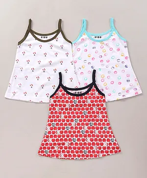 Fido Sleeveless Cotton Slips Apple Floral And Ball Print Pack Of 3 (Colour May Vary)