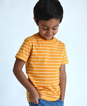 Campana Half Sleeves Striped T Shirt - Yellow