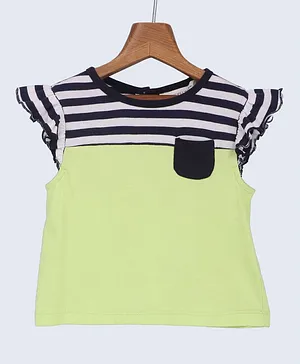 Beebay Cap Sleeves Striped Top - Light Green