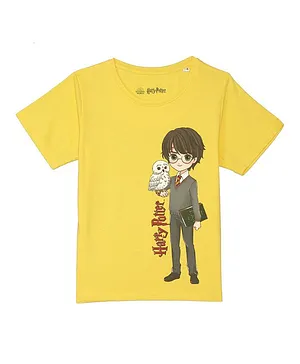 Harry Potter By Wear Your Mind Half Sleeves Character Print Tee - Yellow
