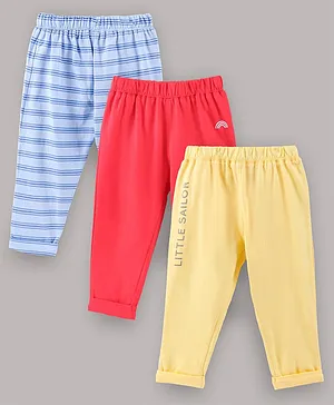 Doodle Poodle Full Length Lounge Pants Solid & Striped Pack of 3 - Blue Red Yellow