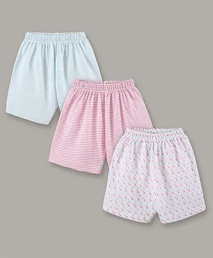 Simply Knee Length Shorts Stripe Print Pack of 3 - Blue White Pink