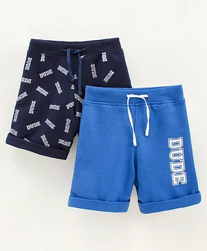 Bodycare Cotton Lycra Shorts Printed Pack of 2- Blue Navy
